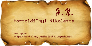 Hortolányi Nikoletta névjegykártya